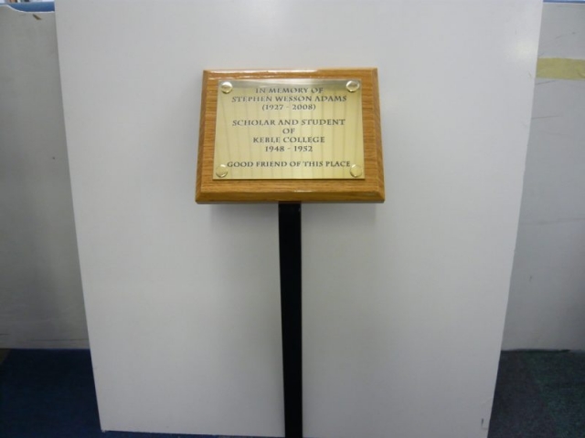brass memorial plaque hardwood plinth Oxford London Abingdon