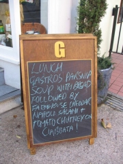 sandwich board with chalkboard surface