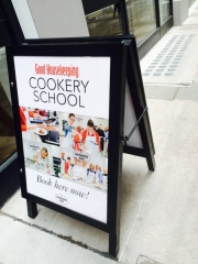 pavement sign with poster case Oxford London